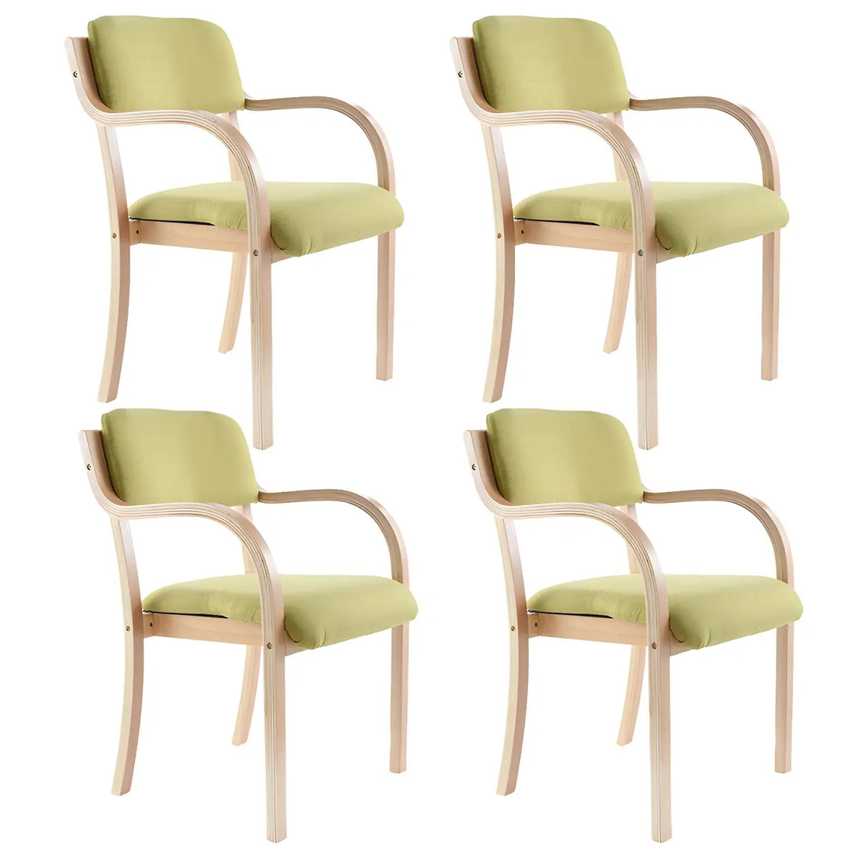 Stackable Upholstered Natural Birch Dining Arm Chair Image - 32