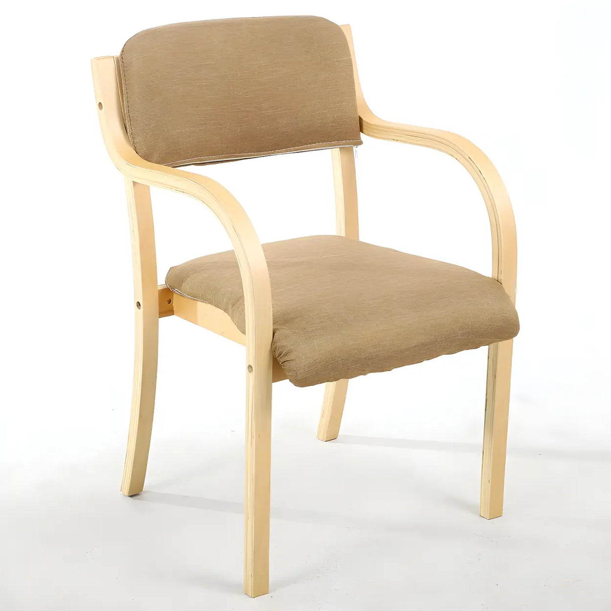 Stackable Upholstered Natural Birch Dining Arm Chair Image - 33