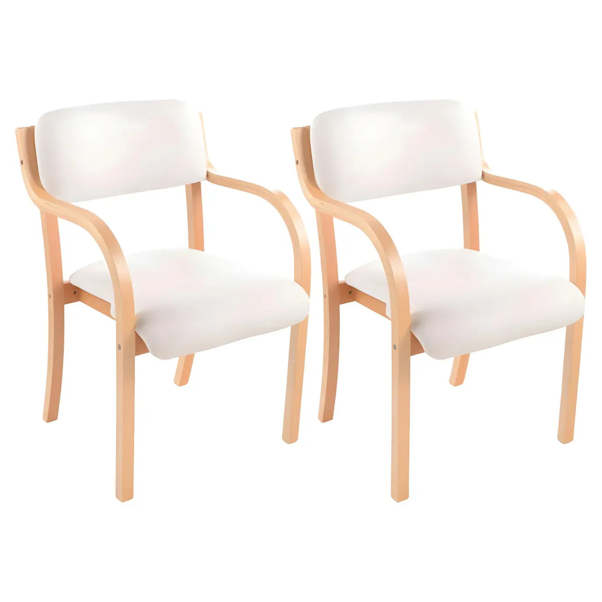 Stackable Upholstered Natural Birch Dining Arm Chair Image - 15