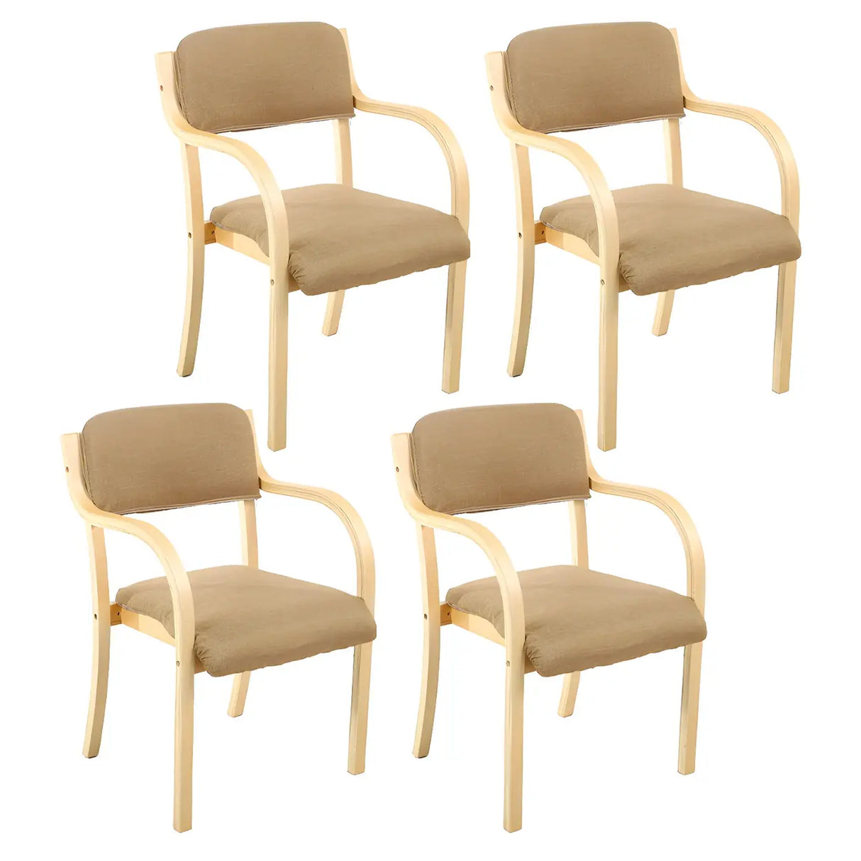 Stackable Upholstered Natural Birch Dining Arm Chair Image - 35