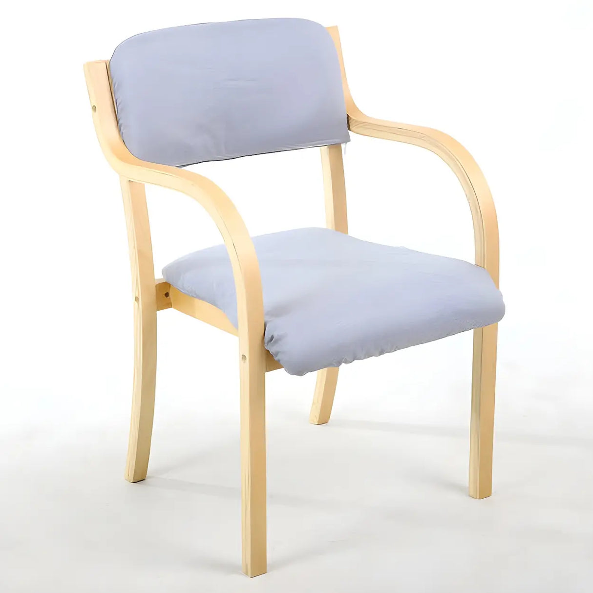 Stackable Upholstered Natural Birch Dining Arm Chair Image - 36