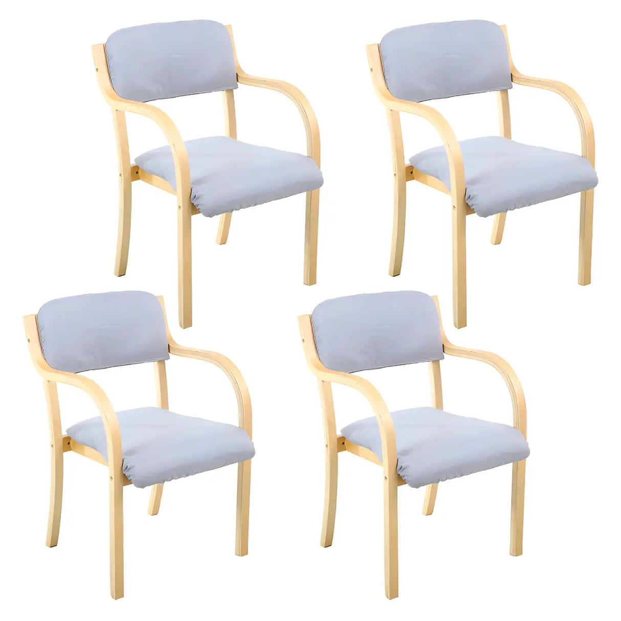 Stackable Upholstered Natural Birch Dining Arm Chair Image - 38
