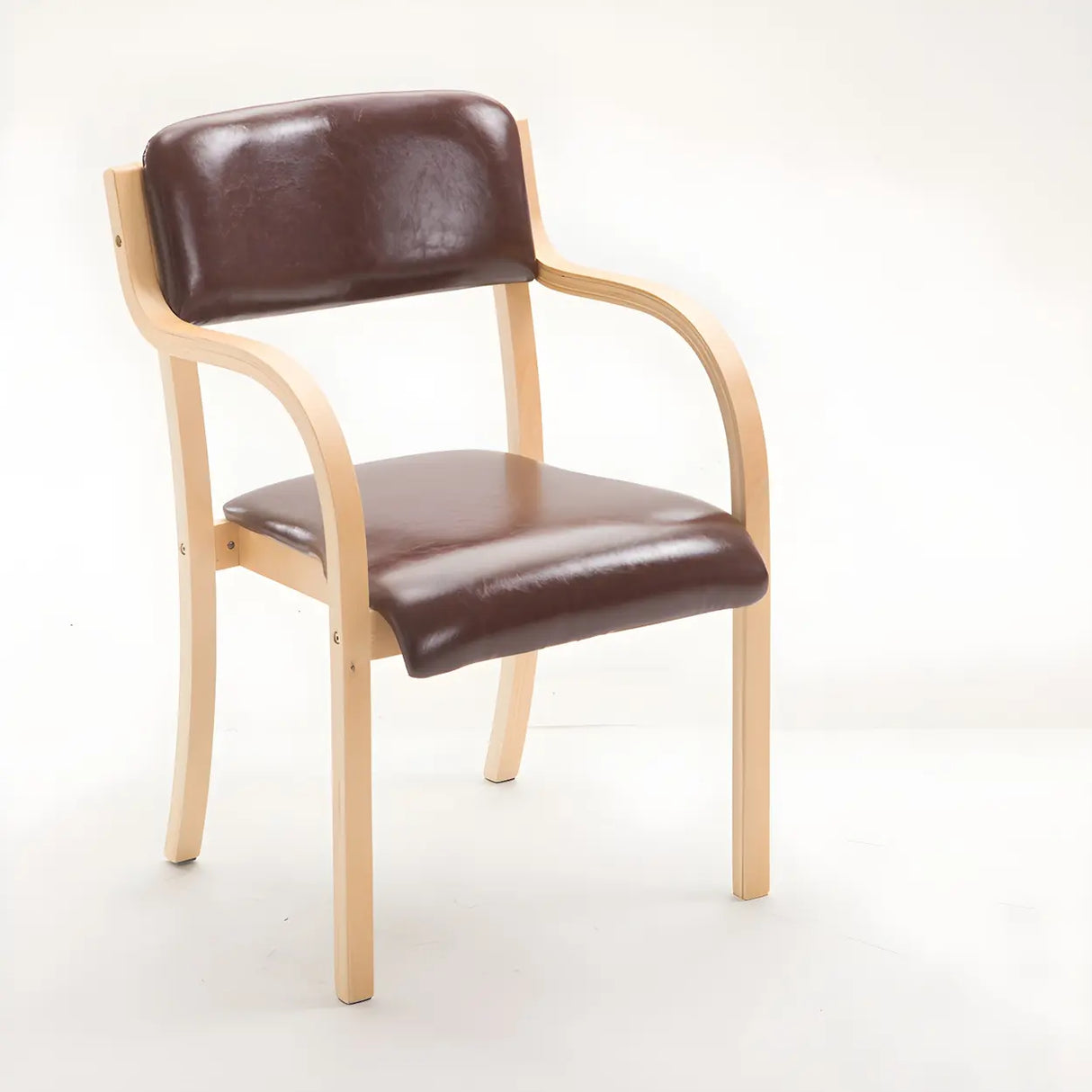 Stackable Upholstered Natural Birch Dining Arm Chair Image - 39