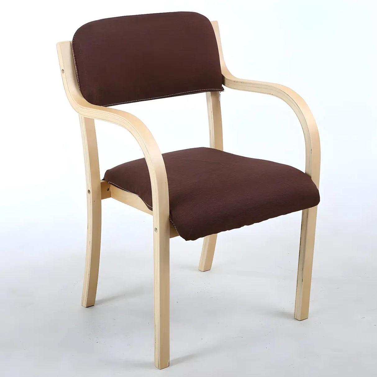 Stackable Upholstered Natural Birch Dining Arm Chair Image - 42