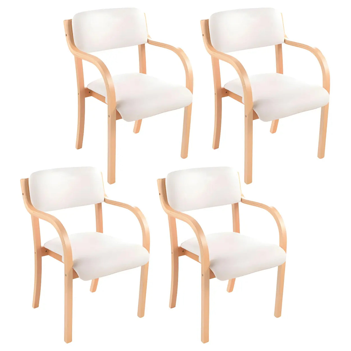 Stackable Upholstered Natural Birch Dining Arm Chair Image - 16