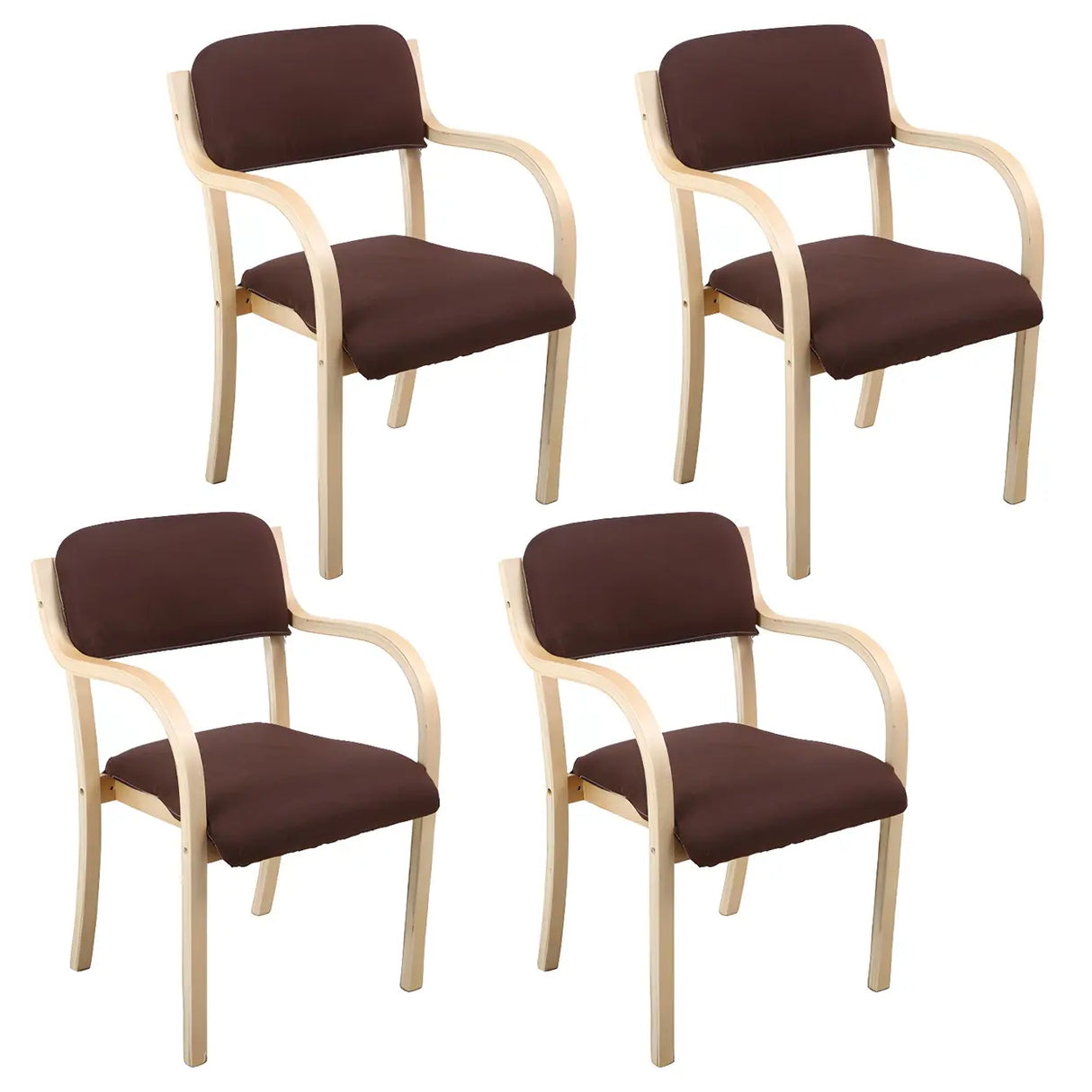 Stackable Upholstered Natural Birch Dining Arm Chair Image - 44
