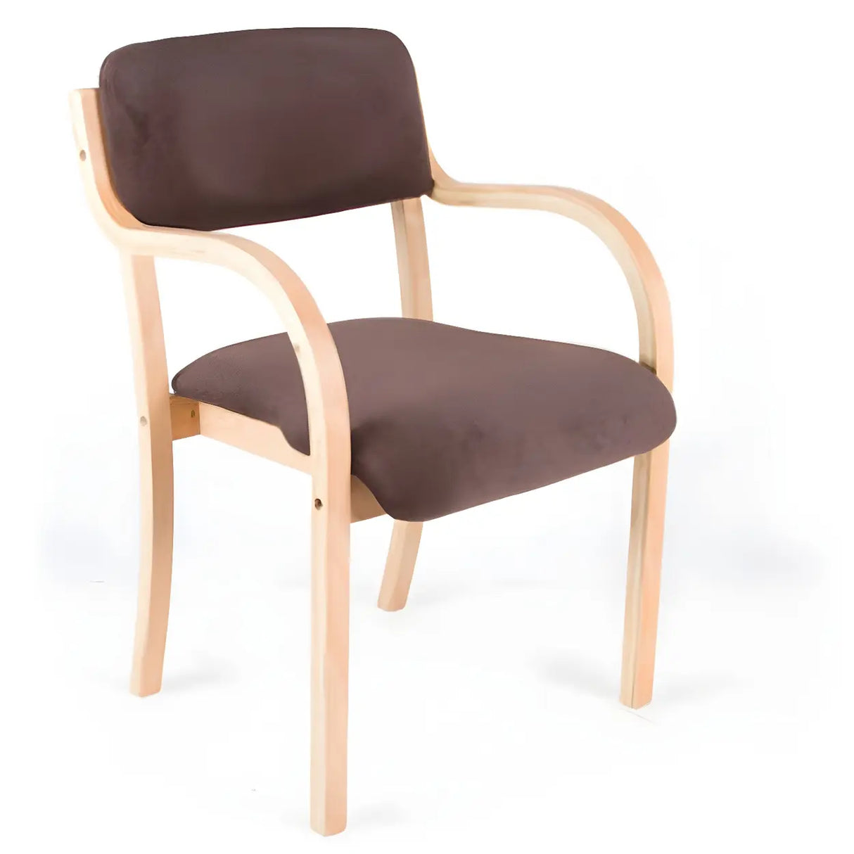 Stackable Upholstered Natural Birch Dining Arm Chair Image - 45