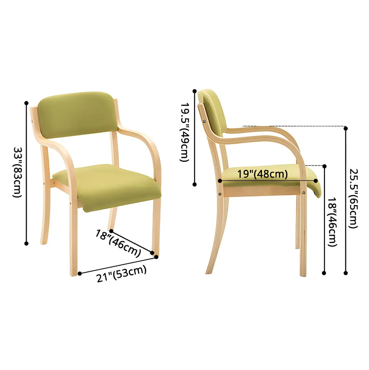 Stackable Upholstered Natural Birch Dining Arm Chair