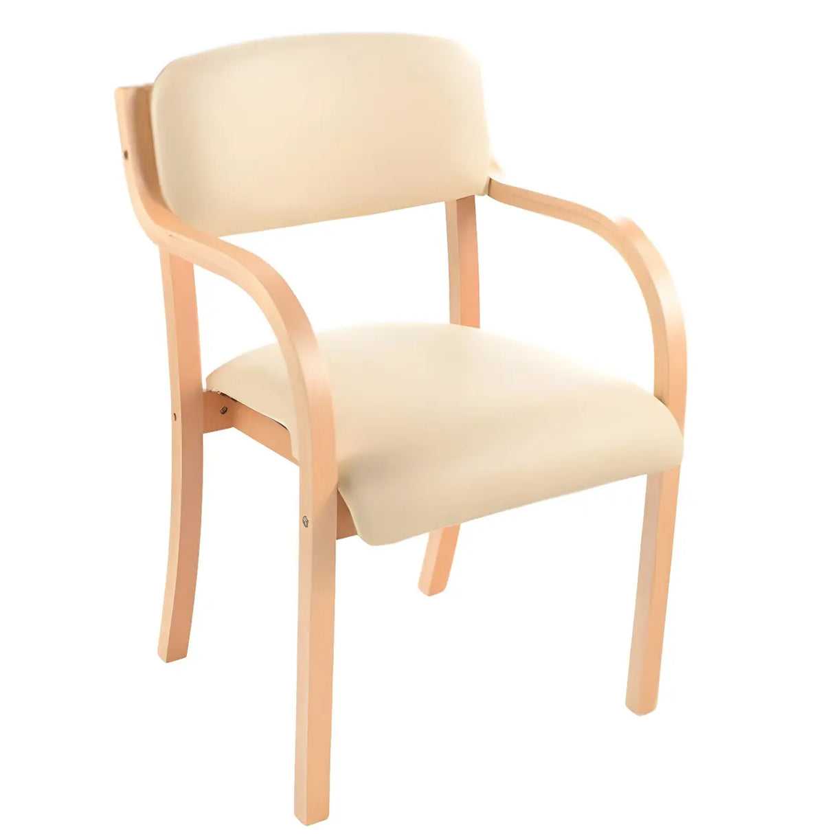 Stackable Upholstered Natural Birch Dining Arm Chair Image - 19