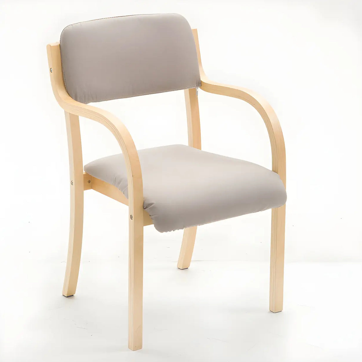 Stackable Upholstered Natural Birch Dining Arm Chair Image - 8