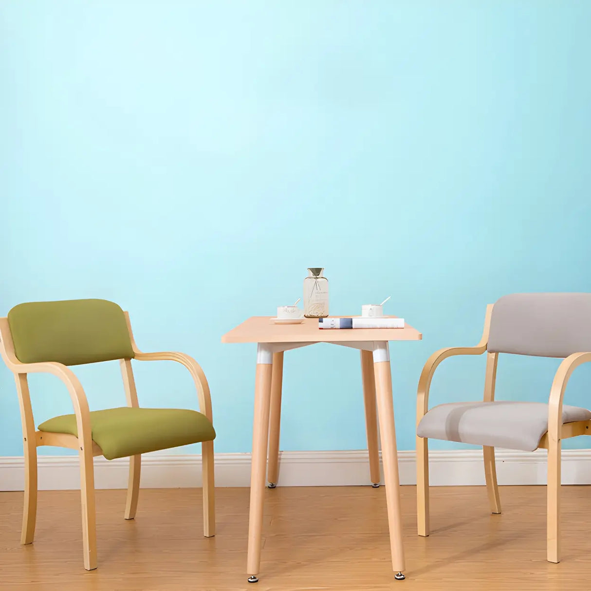 Stackable Upholstered Natural Birch Dining Arm Chair Image - 22