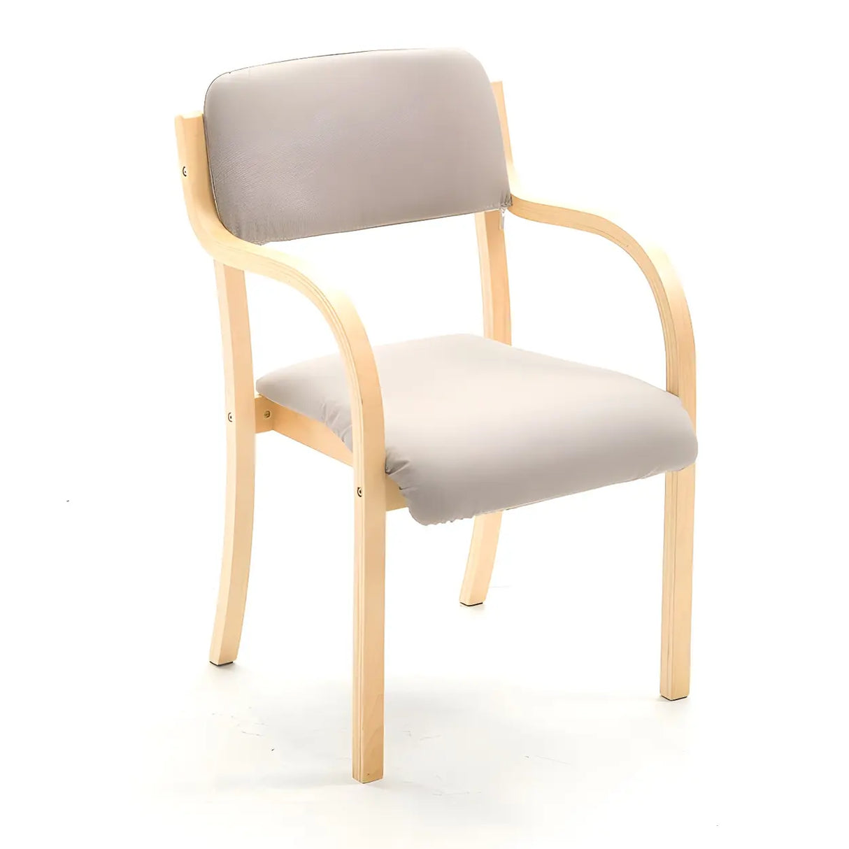 Stackable Upholstered Natural Birch Dining Arm Chair Image - 9