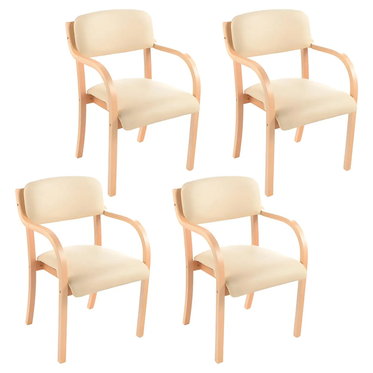 Stackable Upholstered Natural Birch Dining Arm Chair Image - 23