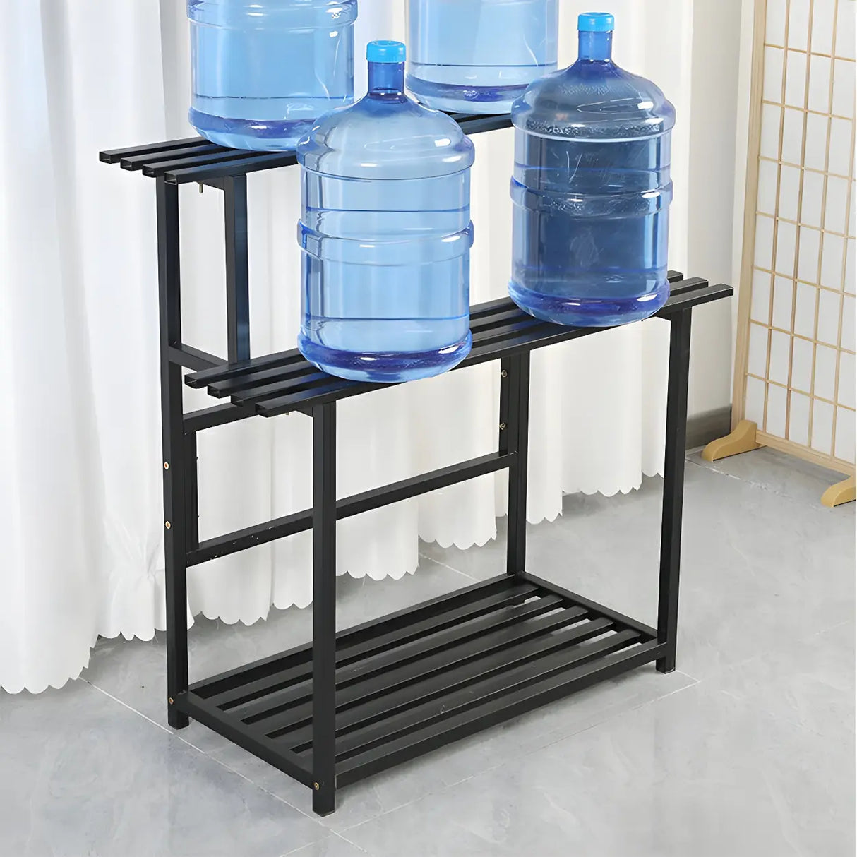 Stain-Resistant Black Metal Rectangle Multi-Tier Plant Rack Image - 16