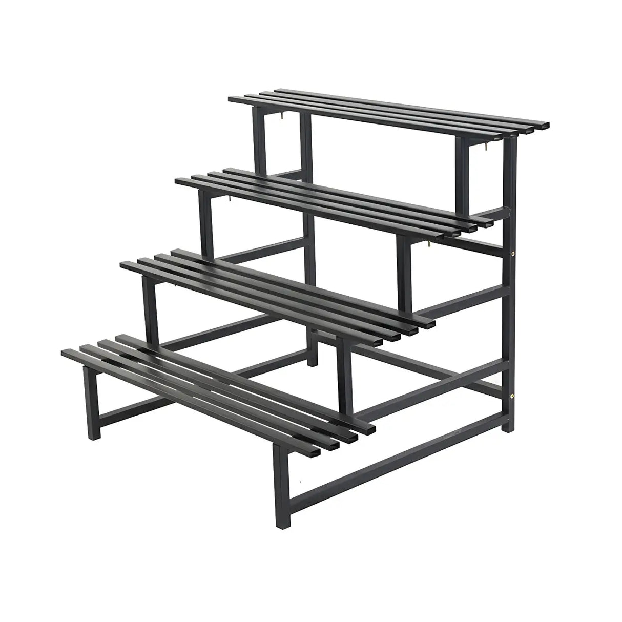 Stain-Resistant Black Metal Rectangle Multi-Tier Plant Rack Image - 2