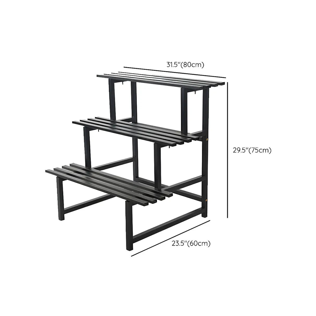 Stain-Resistant Black Metal Rectangle Multi-Tier Plant Rack Image - 24