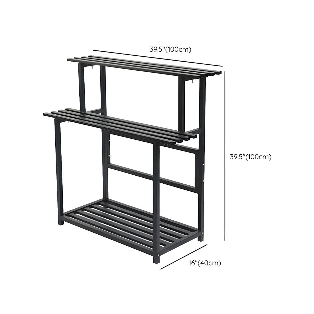 Stain-Resistant Black Metal Rectangle Multi-Tier Plant Rack Image - 25