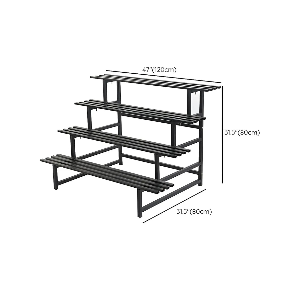 Stain-Resistant Black Metal Rectangle Multi-Tier Plant Rack Image - 29