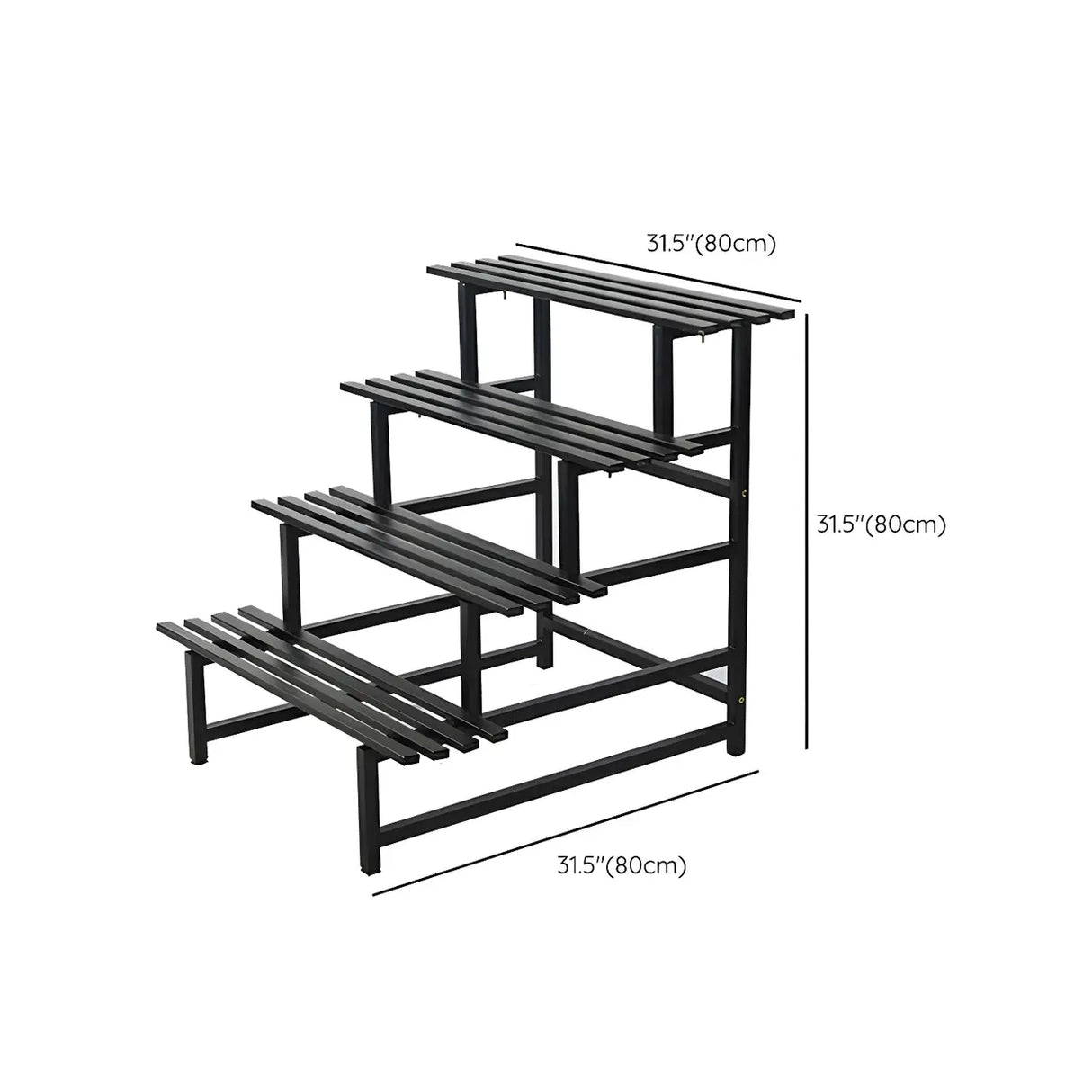 Stain-Resistant Black Metal Rectangle Multi-Tier Plant Rack Image - 30