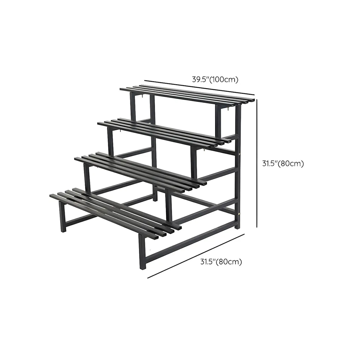 Stain-Resistant Black Metal Rectangle Multi-Tier Plant Rack Image - 32