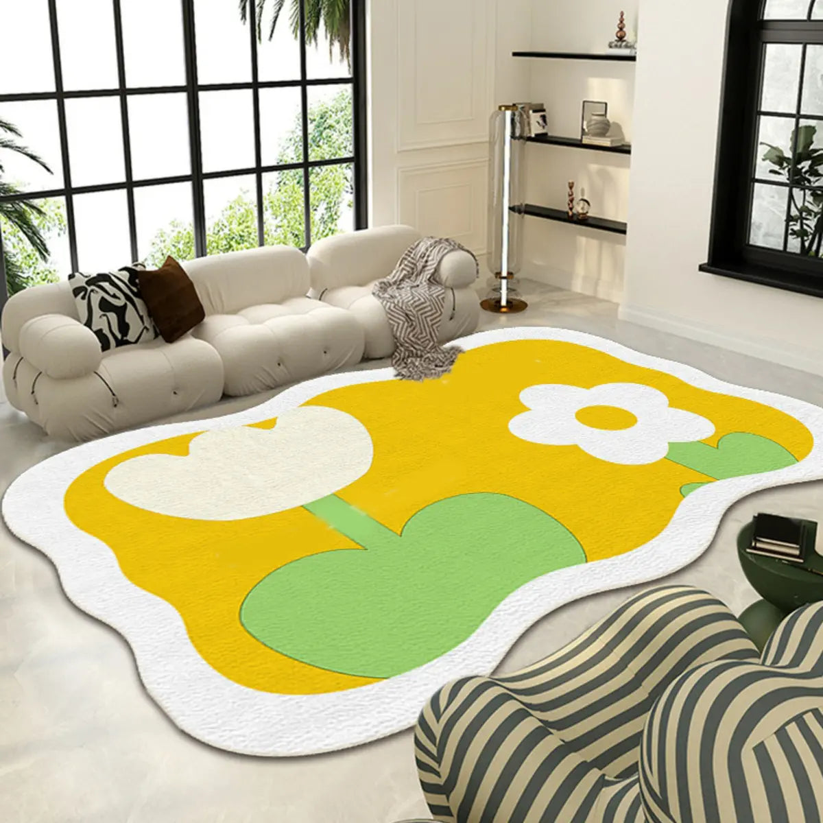 Stain Resistant Checkered Polypropylene Pink Area Rug Image - 2