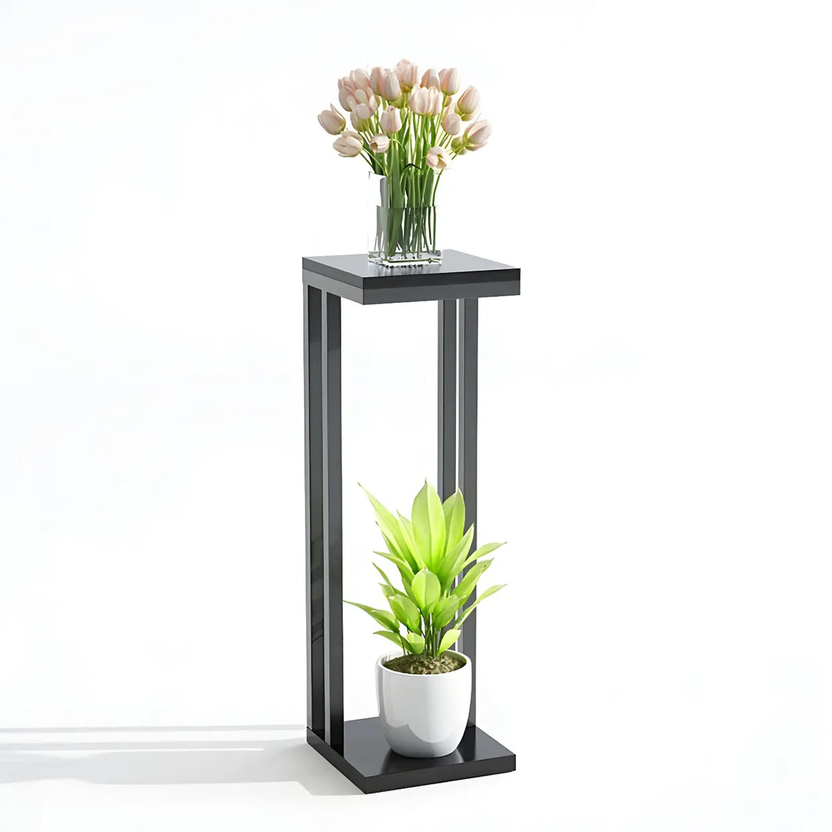 Stain-Resistant Creative Square Metal 1 Tier Plant Stand Image - 10