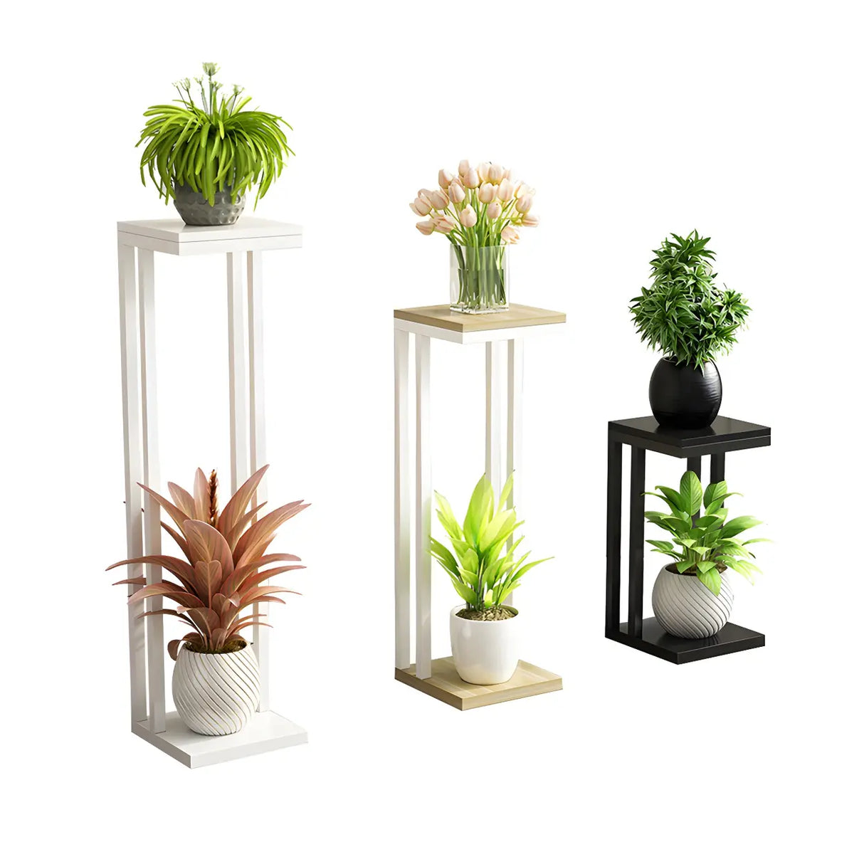 Stain-Resistant Creative Square Metal 1 Tier Plant Stand Image - 12