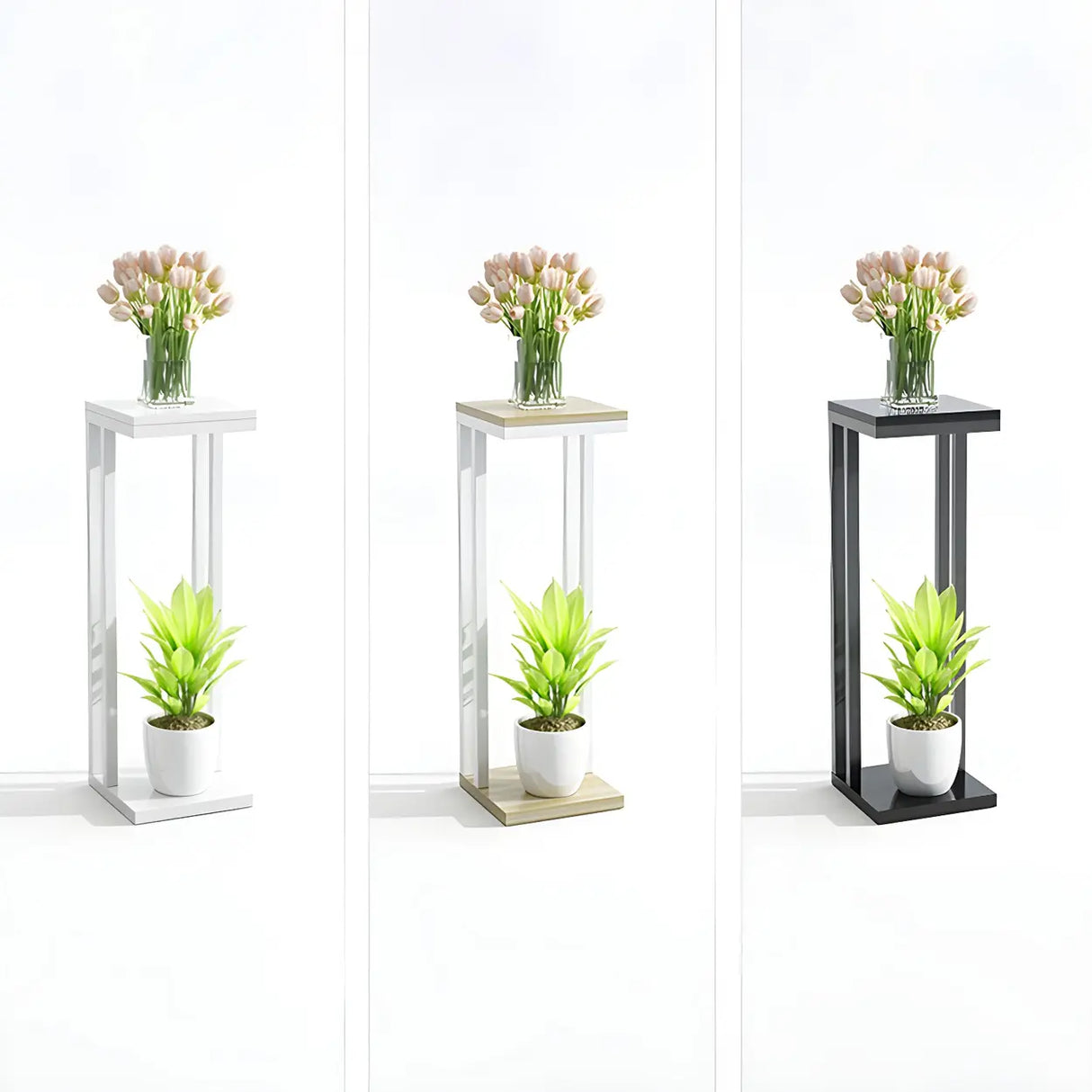 Stain-Resistant Creative Square Metal 1 Tier Plant Stand Image - 13