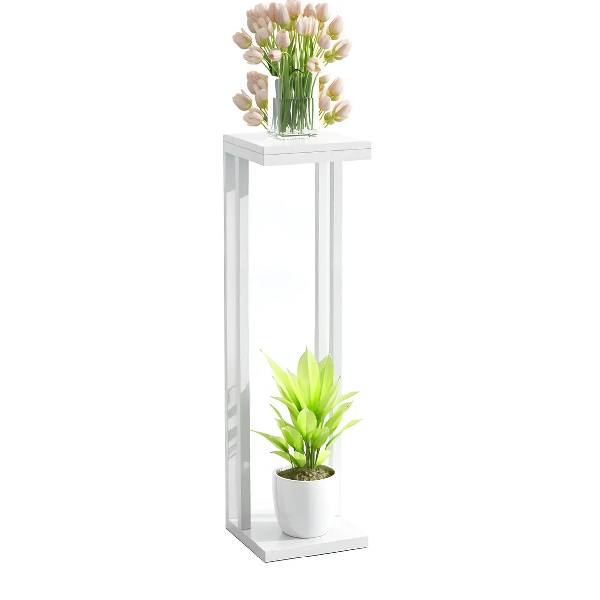 Stain-Resistant Creative Square Metal 1 Tier Plant Stand Image - 15