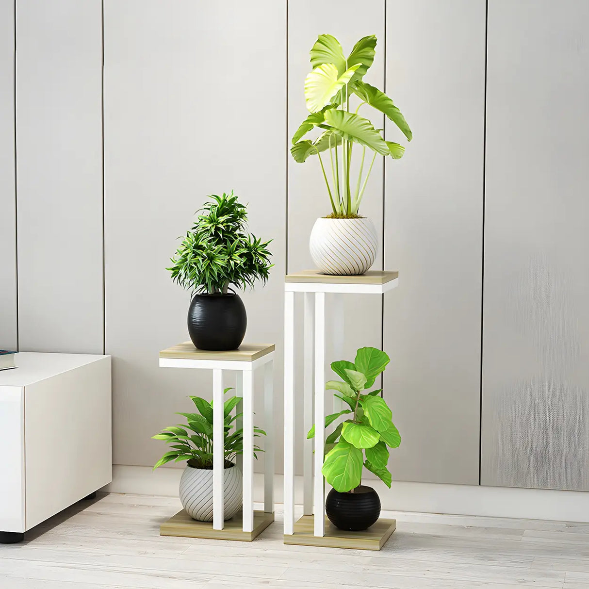 Stain-Resistant Creative Square Metal 1 Tier Plant Stand Image - 17