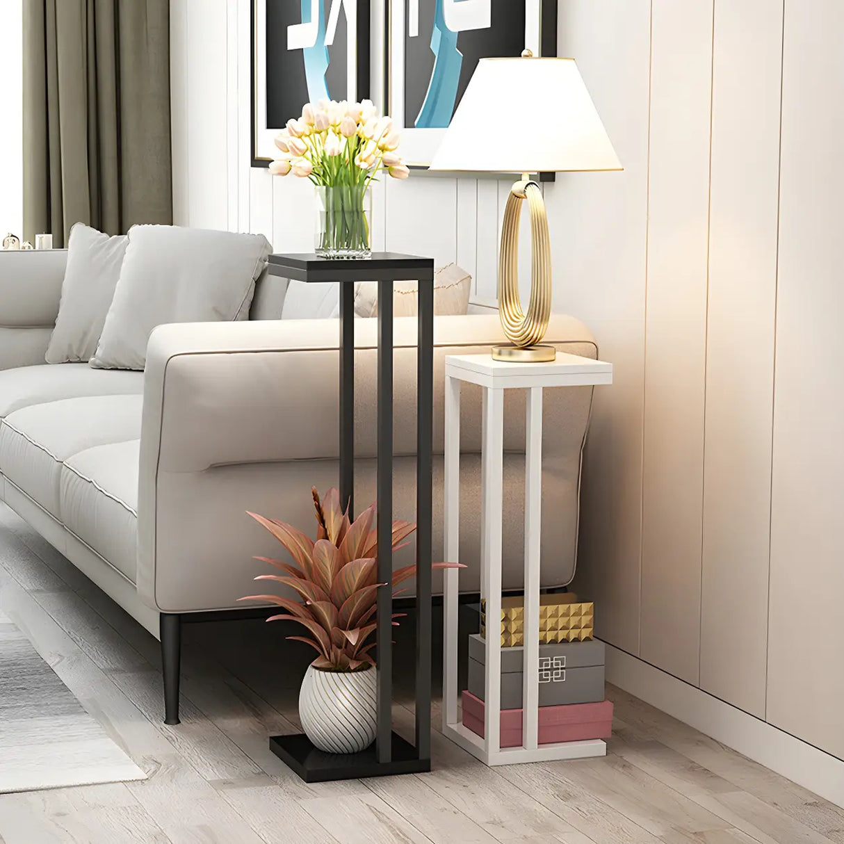 Stain-Resistant Creative Square Metal 1 Tier Plant Stand Image - 18