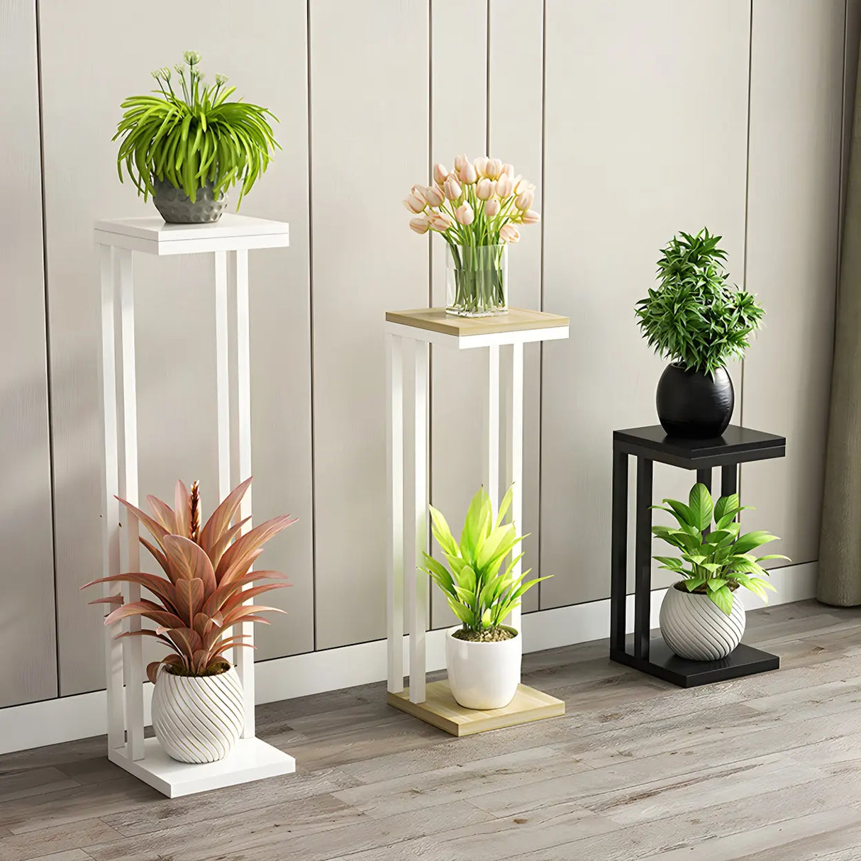 Stain-Resistant Creative Square Metal 1 Tier Plant Stand Image - 19