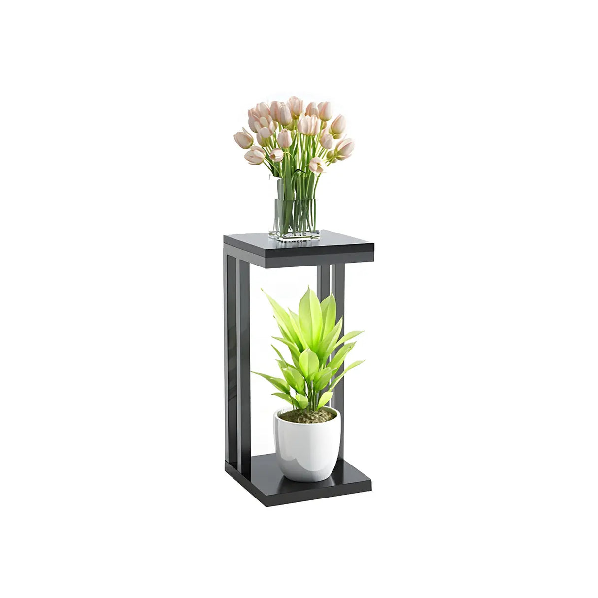 Stain-Resistant Creative Square Metal 1 Tier Plant Stand Image - 2