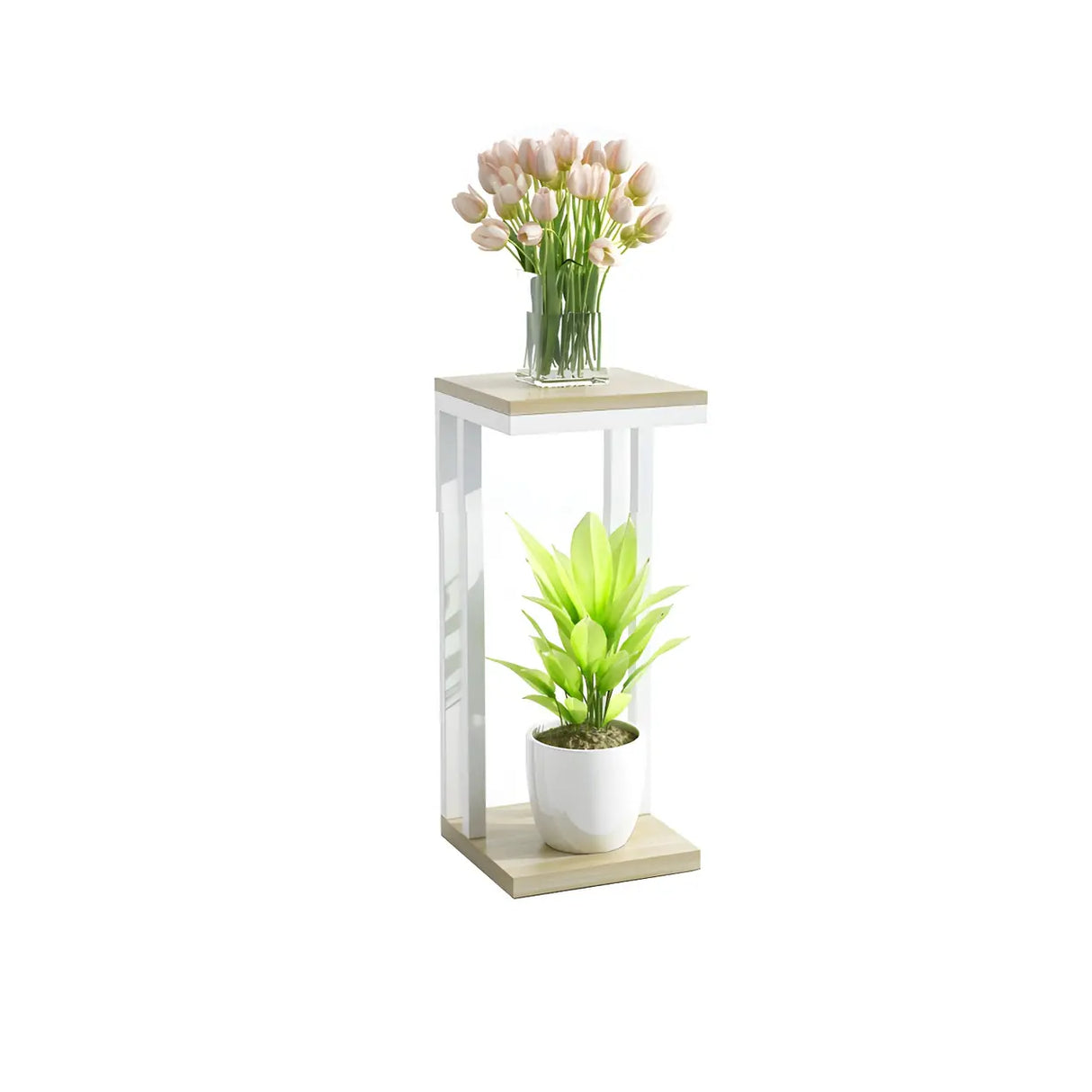 Stain-Resistant Creative Square Metal 1 Tier Plant Stand Image - 5
