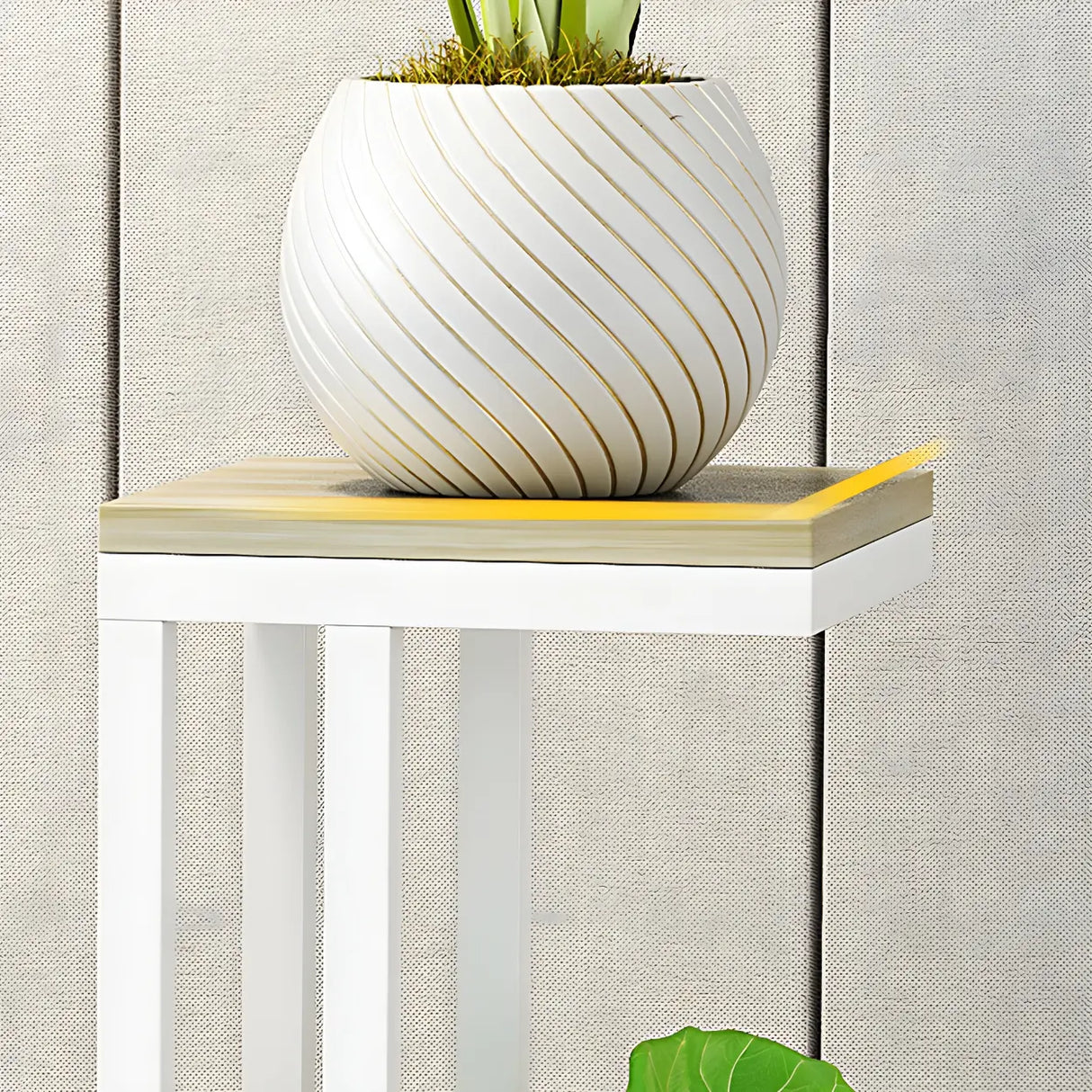 Stain-Resistant Creative Square Metal 1 Tier Plant Stand Image - 6
