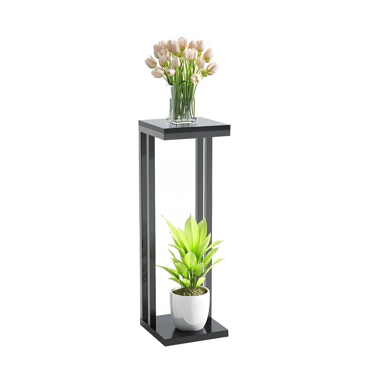 Stain-Resistant Creative Square Metal 1 Tier Plant Stand Image - 7