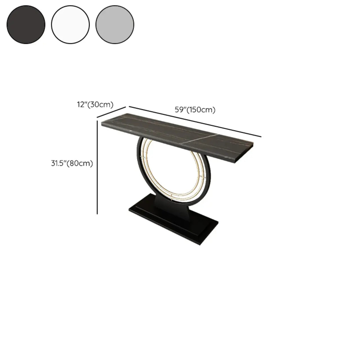 Stain Resistant Gold Circular Base Stone Console Table Image - 15