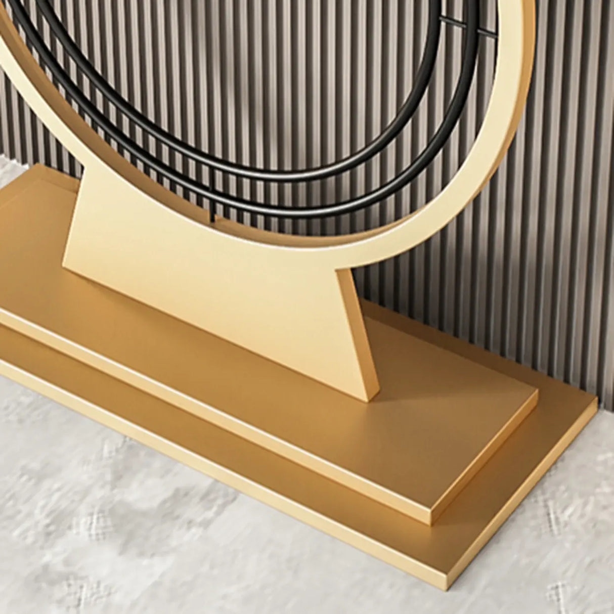 Stain Resistant Gold Circular Base Stone Console Table Image - 8