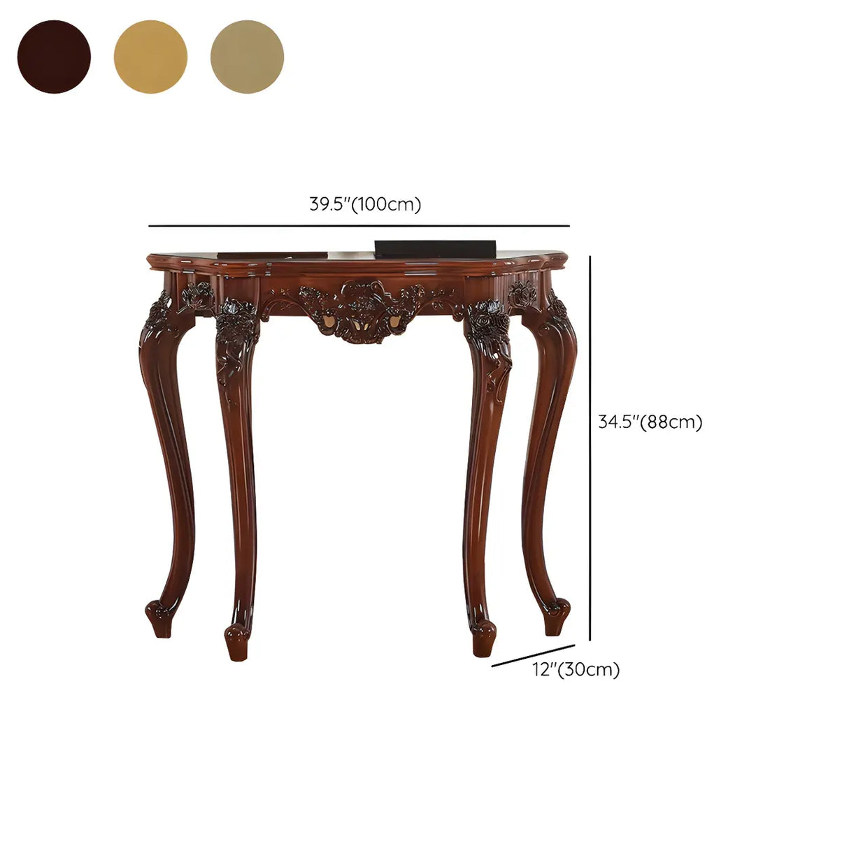 Stain Resistant Ornate Mahogany Brown Baroque Console Table Image - 38