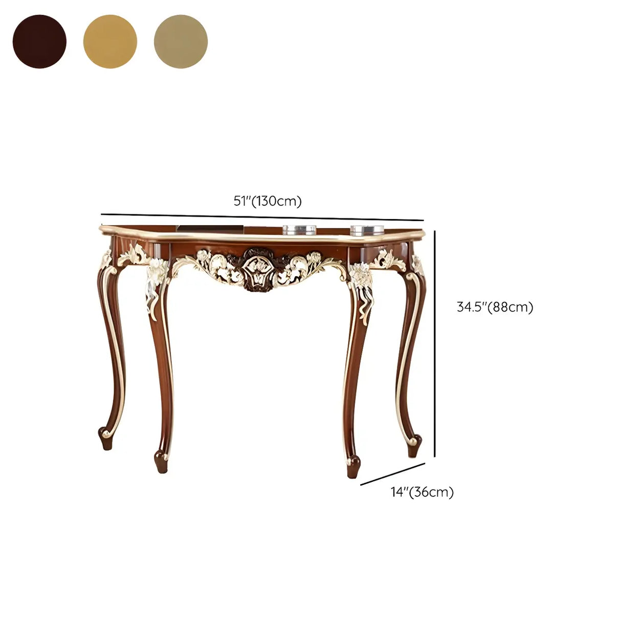 Stain Resistant Ornate Mahogany Brown Baroque Console Table Image - 41