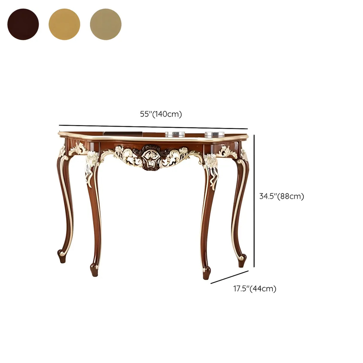 Stain Resistant Ornate Mahogany Brown Baroque Console Table Image - 42