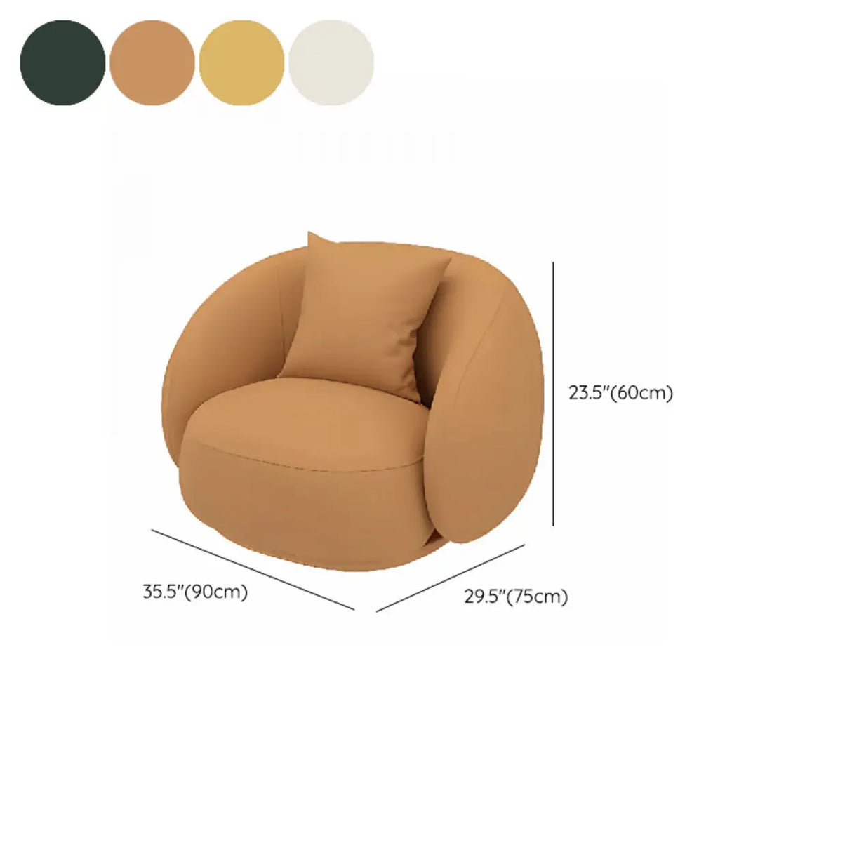 Stain Resistant Sloped Arms Round Base Barrel Chair