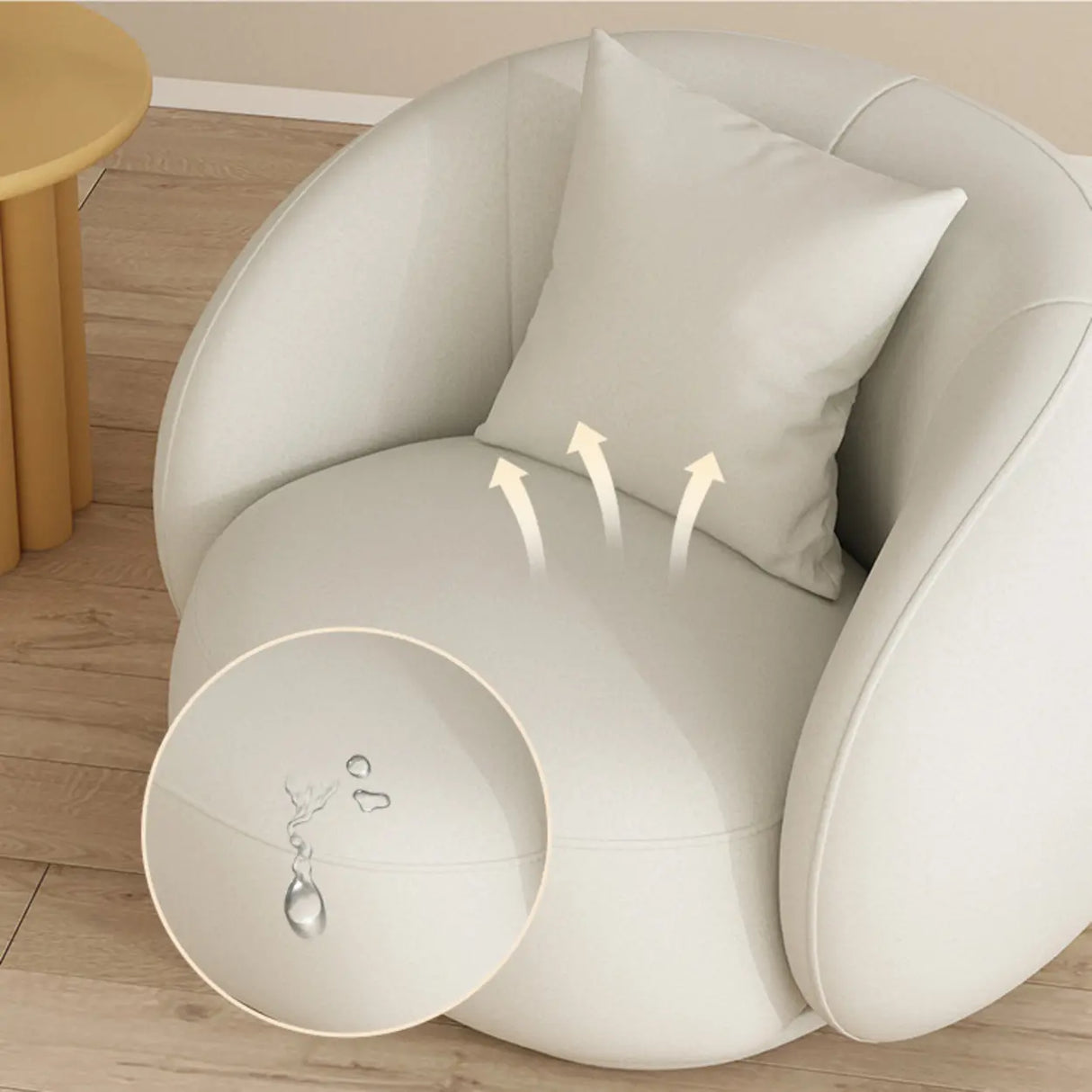 Stain Resistant Sloped Arms Round Base Barrel Chair Image - 7