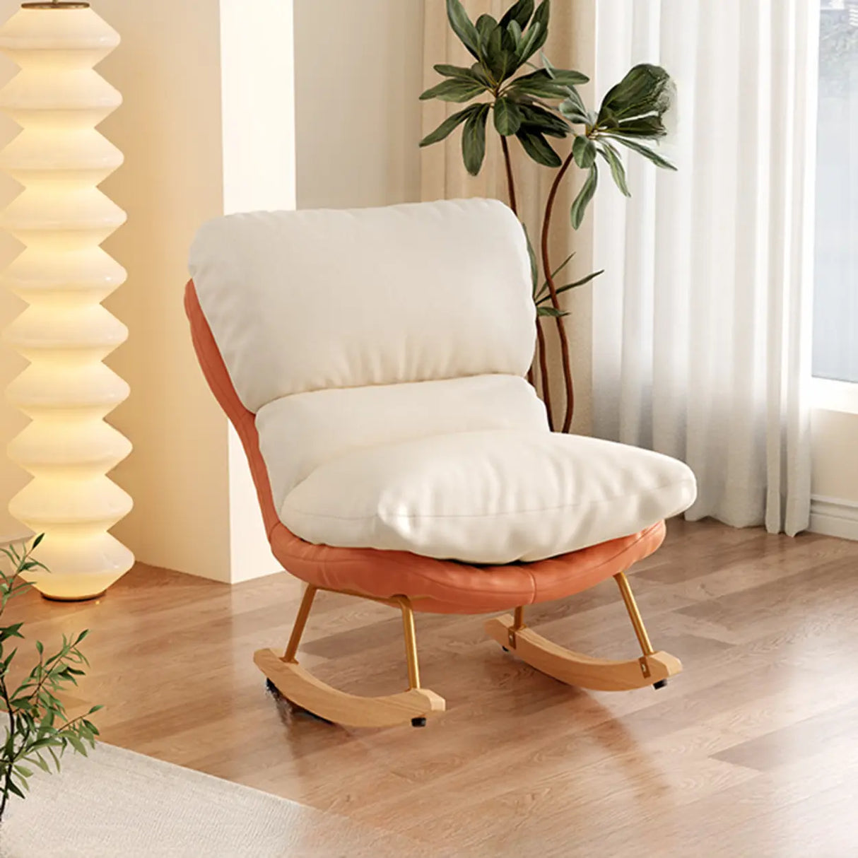 Stain Resistant Upholstered Recessed Arm Rocking Chair Image - 5