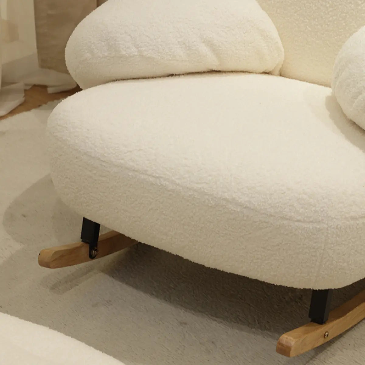 Stain Resistant Upholstered Round Arm Rocking Chair Image - 11