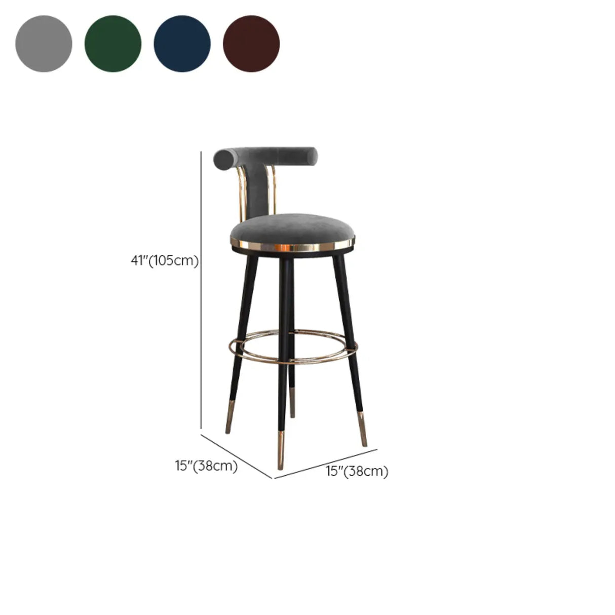 Stainless Steel Frame Round Bar Stool with Curved Back