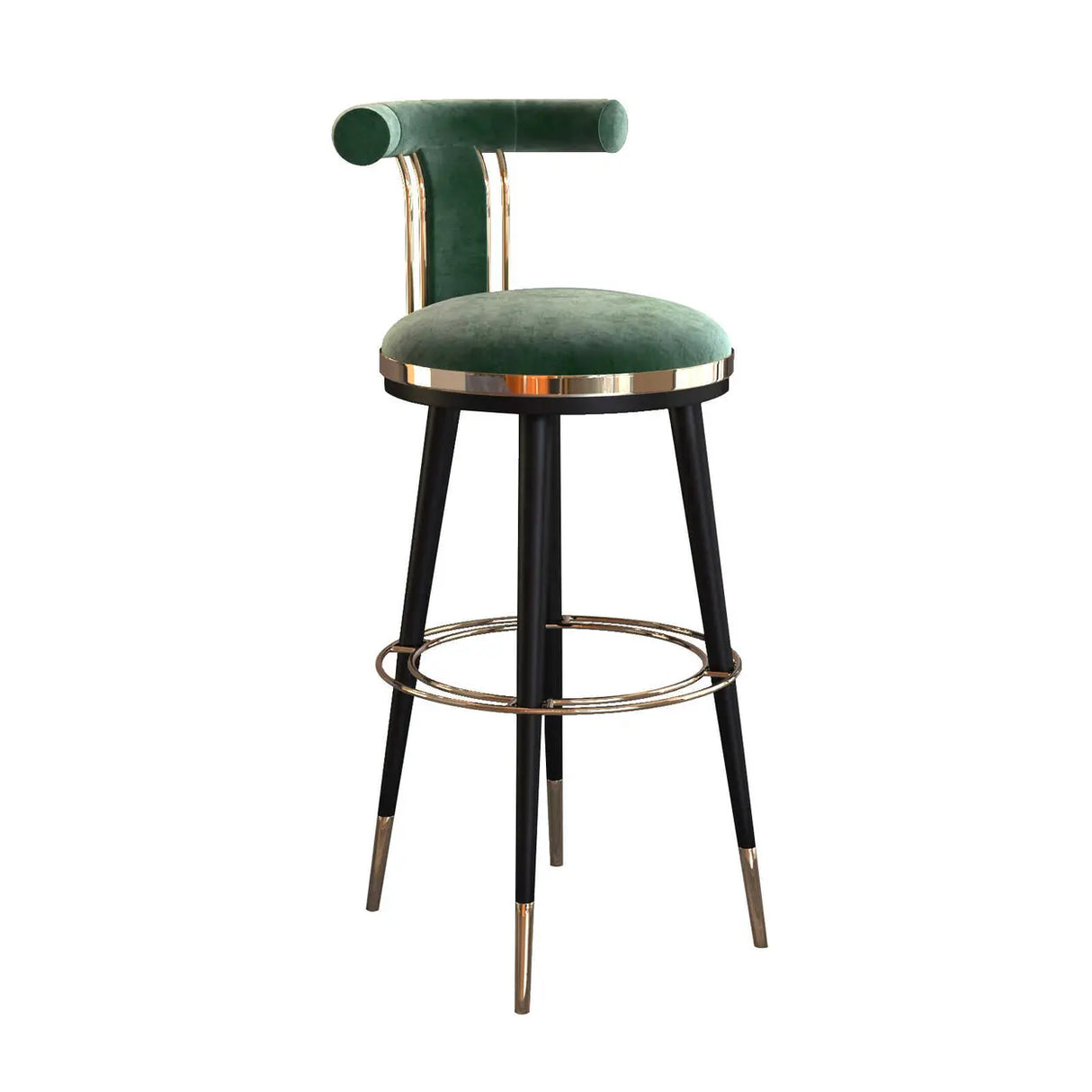 Stainless Steel Frame Round Bar Stool with Curved Back Image - 3