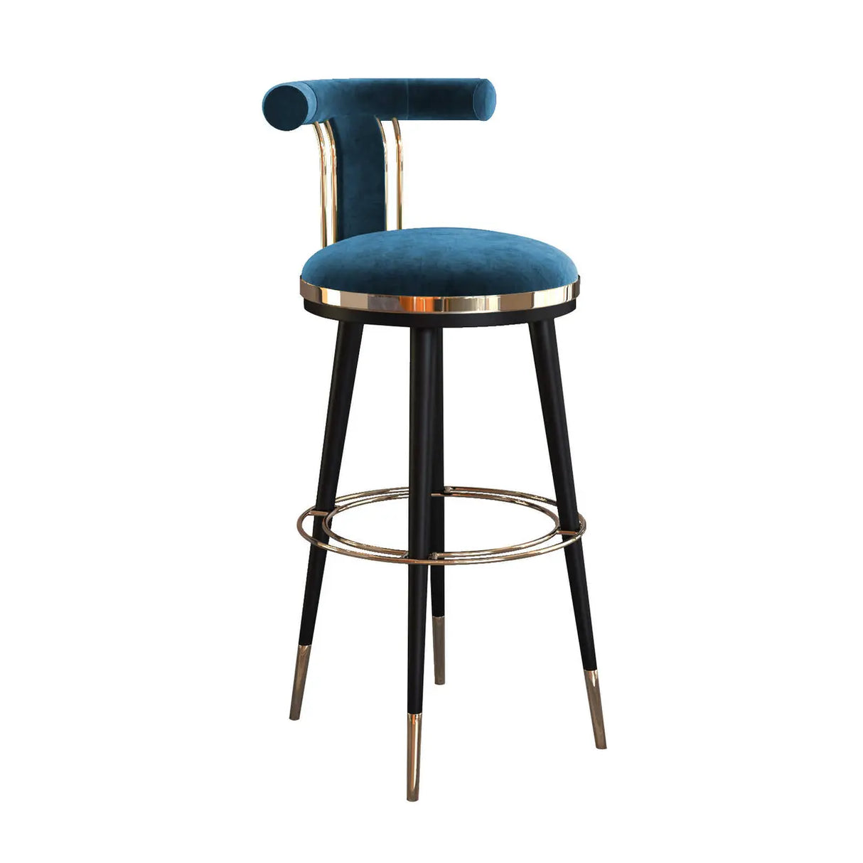 Stainless Steel Frame Round Bar Stool with Curved Back Image - 5