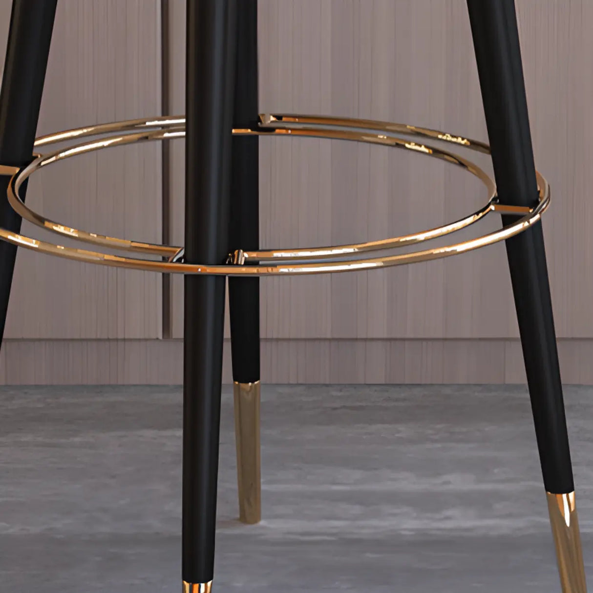 Stainless Steel Frame Round Bar Stool with Curved Back Image - 8