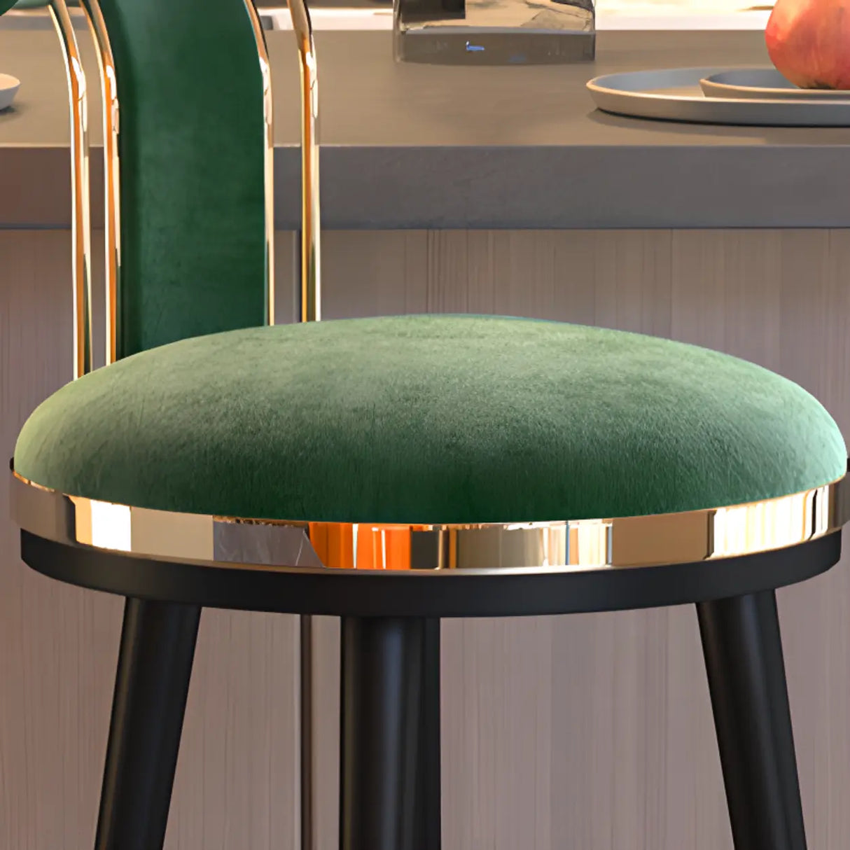 Stainless Steel Frame Round Bar Stool with Curved Back Image - 9